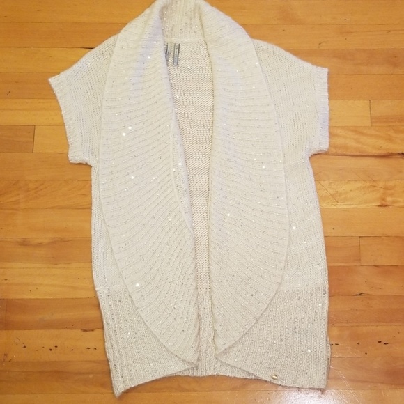 NWOT Guess white sequined cardigan size XS-S - Picture 3 of 8